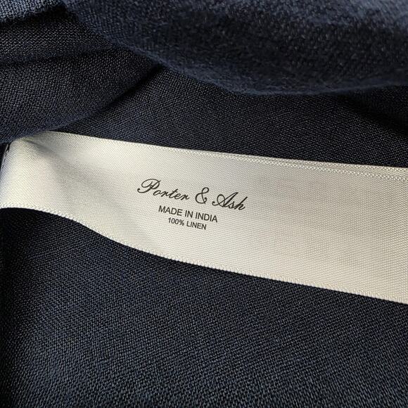 Porter & Ash Shirt Mens Small Navy Blue Linen Button Down Long Sleeve Casual - Picture 16 of 16